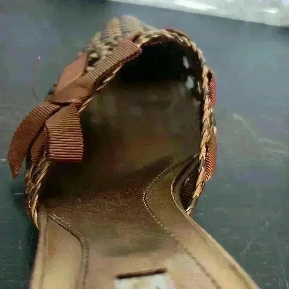 Alfani leather weave slides size 7 Gold Pewter - Picture 5 of 12